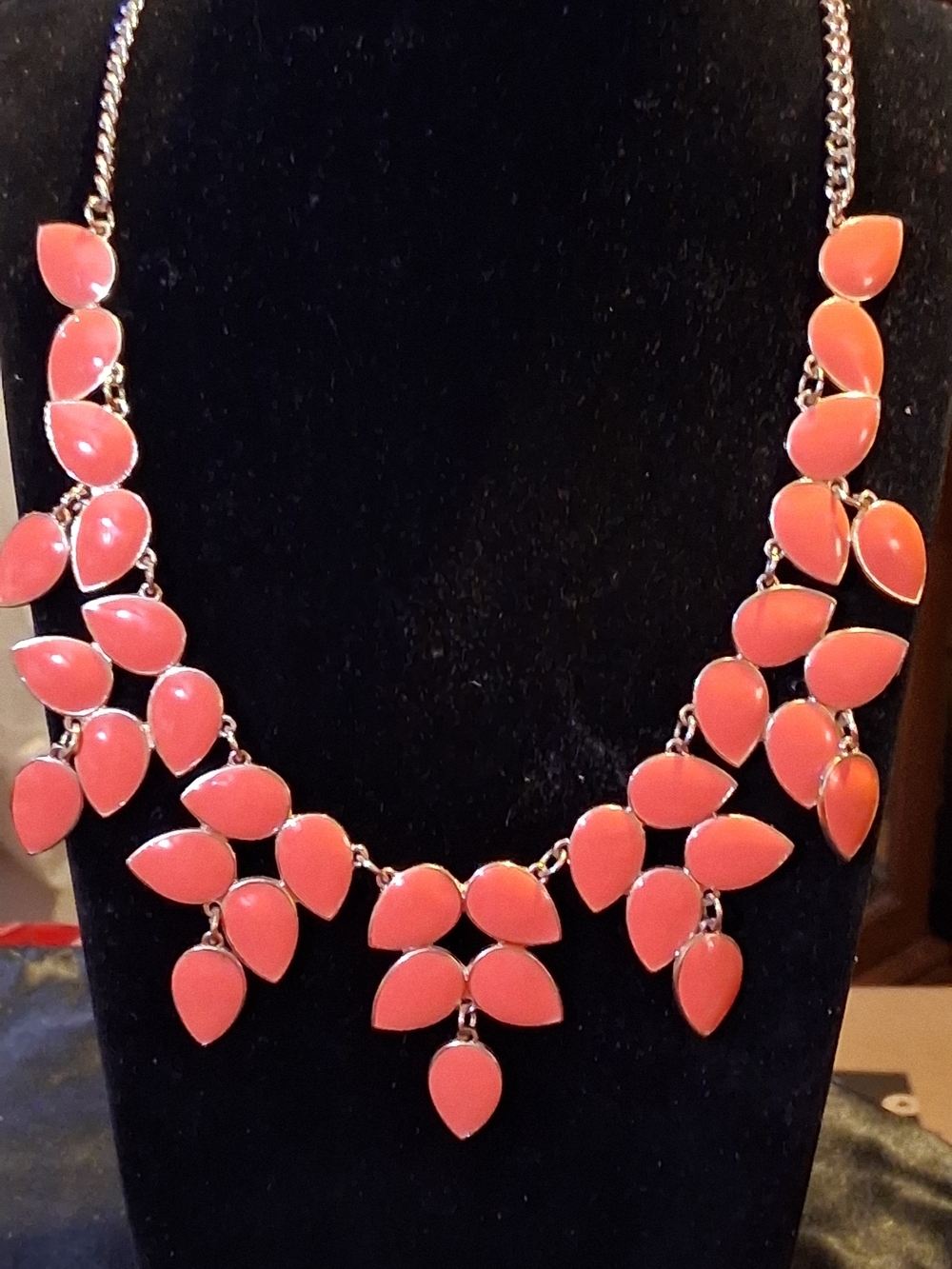 Charming Charlie Coral Pink Teardrop Bib Necklace
